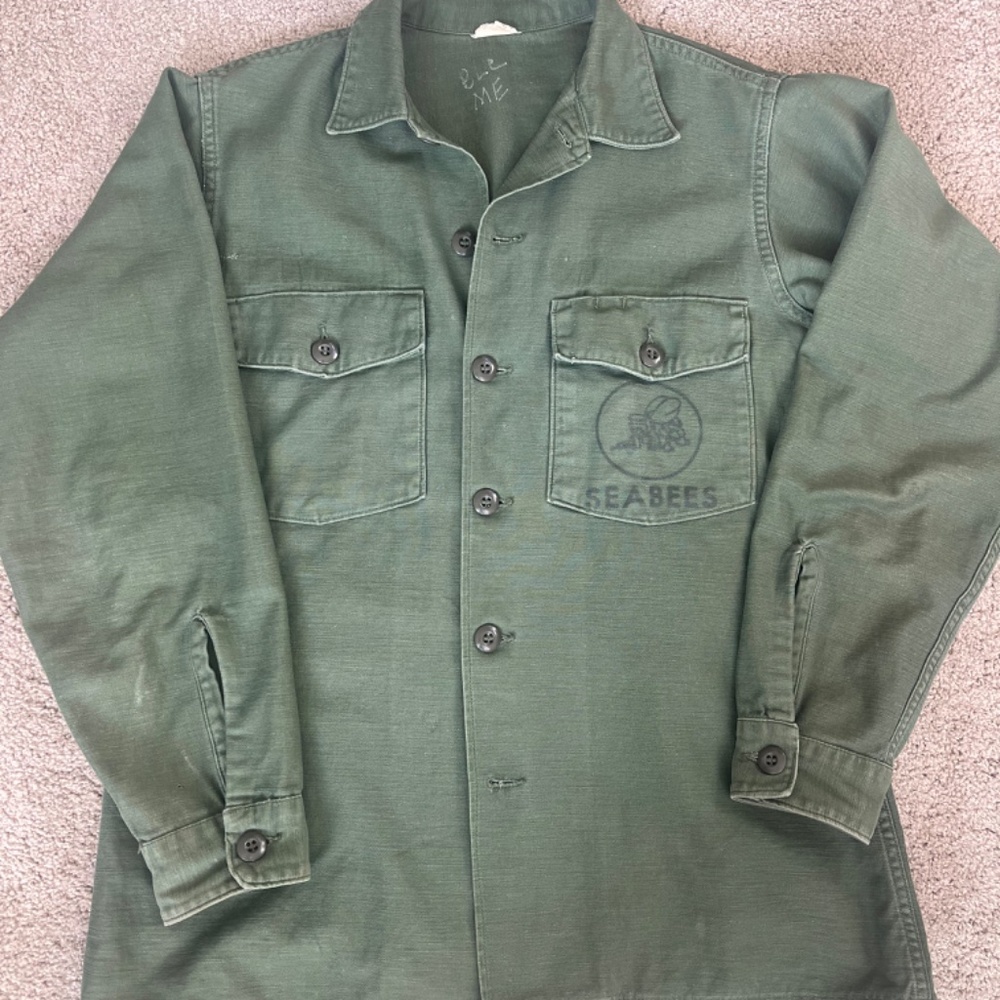 Vintage 1960s US Army Military Shirt Jacket, Men’s Medium